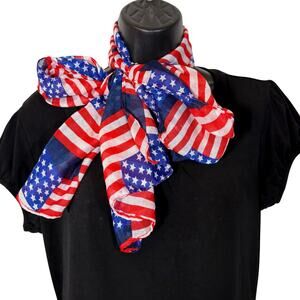 American Flag Long Scarf 60" x 12" Lightweight Patriotic USA Red White Blue